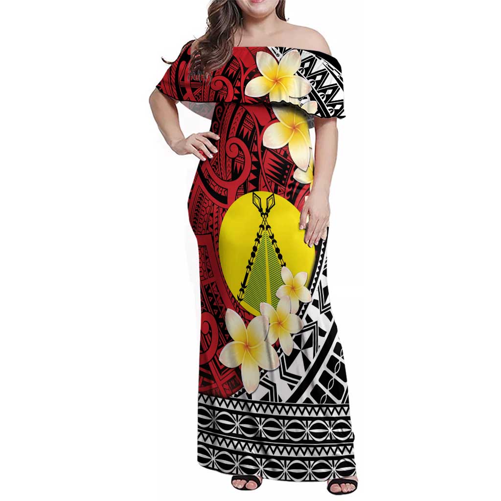 Sigave Chiefdom Wallis and Futuna Personalized Family Matching Off Shoulder Maxi Dress and Hawaiian Shirt Frangipani Flowers Polynesian Pattern