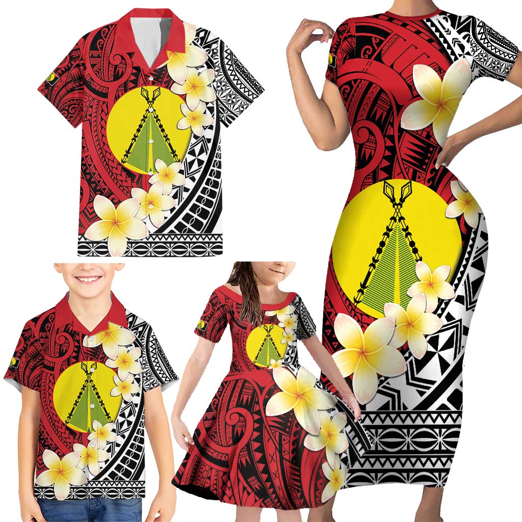 Sigave Chiefdom Wallis and Futuna Personalized Family Matching Short Sleeve Bodycon Dress and Hawaiian Shirt Frangipani Flowers Polynesian Pattern