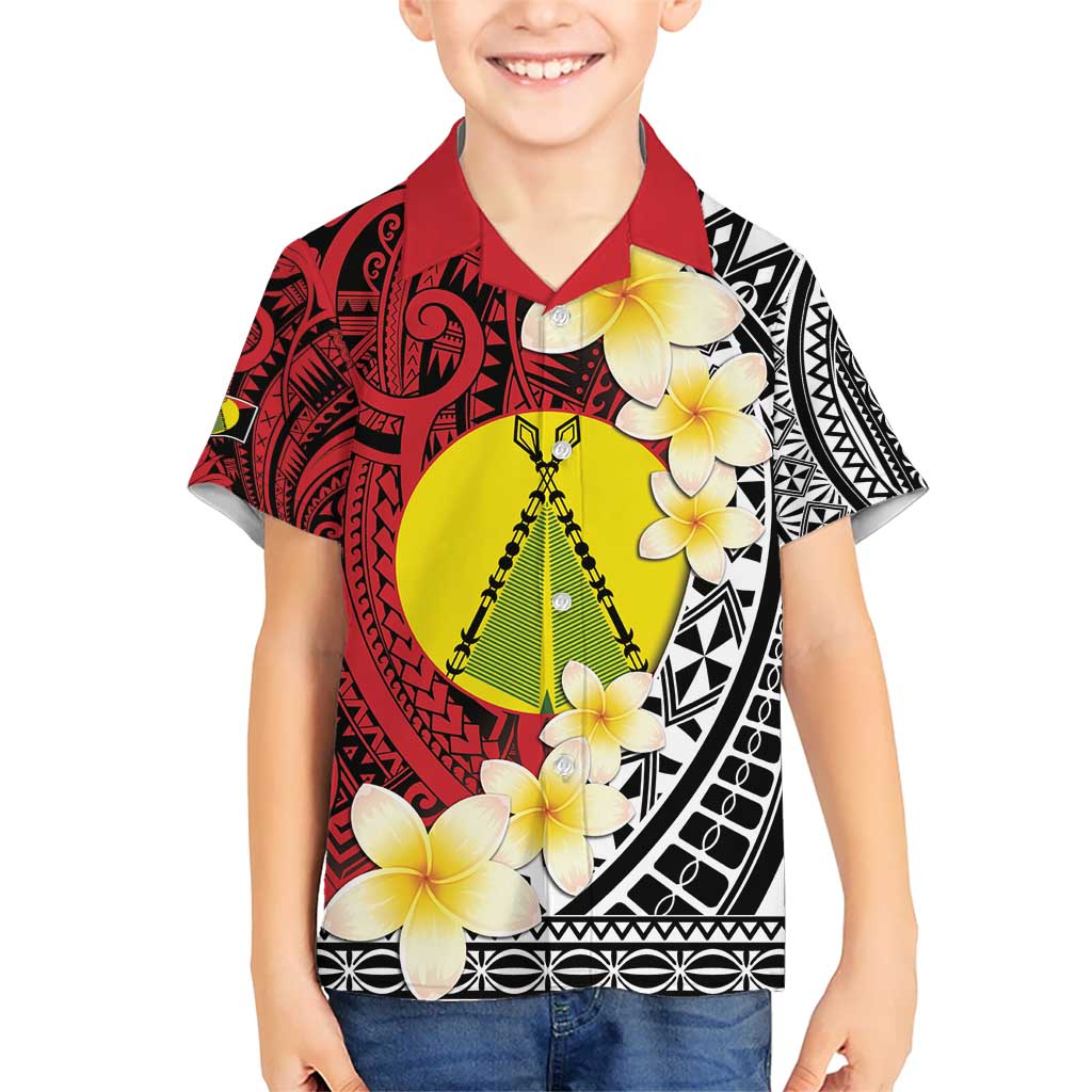 Sigave Chiefdom Wallis and Futuna Personalized Kid Hawaiian Shirt Frangipani Flowers Polynesian Pattern