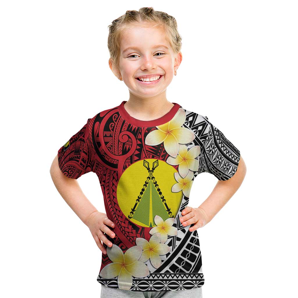 Sigave Chiefdom Wallis and Futuna Personalized Kid T Shirt Frangipani Flowers Polynesian Pattern