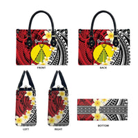 Sigave Chiefdom Wallis and Futuna Personalized Leather Bag Frangipani Flowers Polynesian Pattern - Polynesian Pride