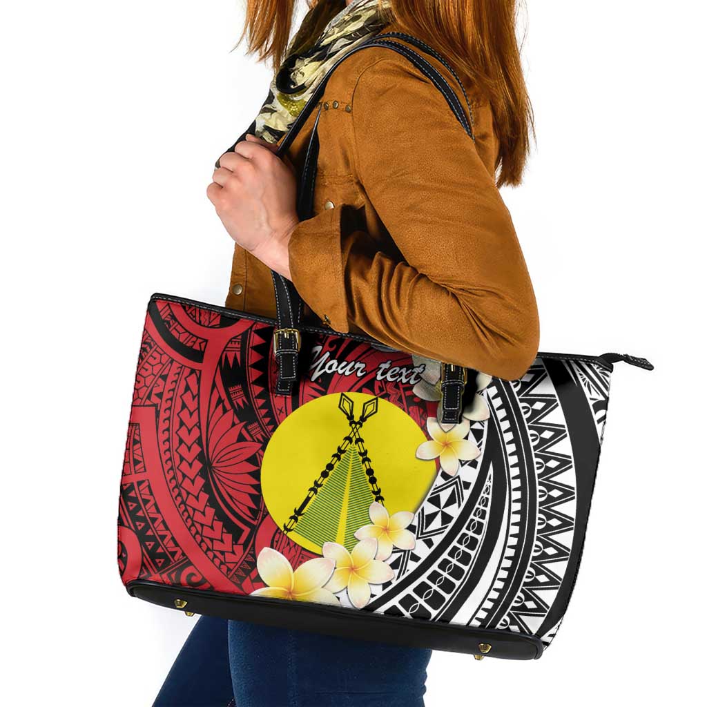 Sigave Chiefdom Wallis and Futuna Personalized Leather Tote Bag Frangipani Flowers Polynesian Pattern