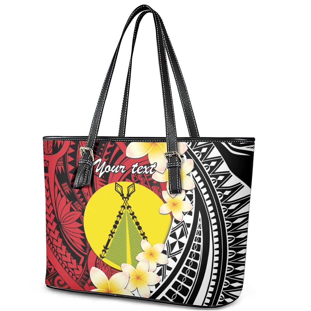 Sigave Chiefdom Wallis and Futuna Personalized Leather Tote Bag Frangipani Flowers Polynesian Pattern