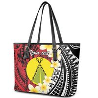 Sigave Chiefdom Wallis and Futuna Personalized Leather Tote Bag Frangipani Flowers Polynesian Pattern