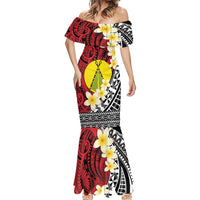Sigave Chiefdom Wallis and Futuna Personalized Mermaid Dress Frangipani Flowers Polynesian Pattern