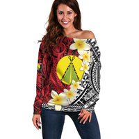 Sigave Chiefdom Wallis and Futuna Personalized Off Shoulder Sweater Frangipani Flowers Polynesian Pattern