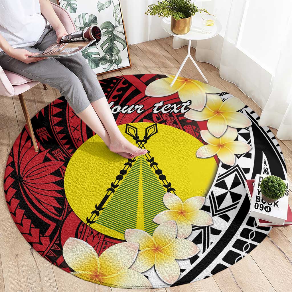 Sigave Chiefdom Wallis and Futuna Personalized Round Carpet Frangipani Flowers Polynesian Pattern