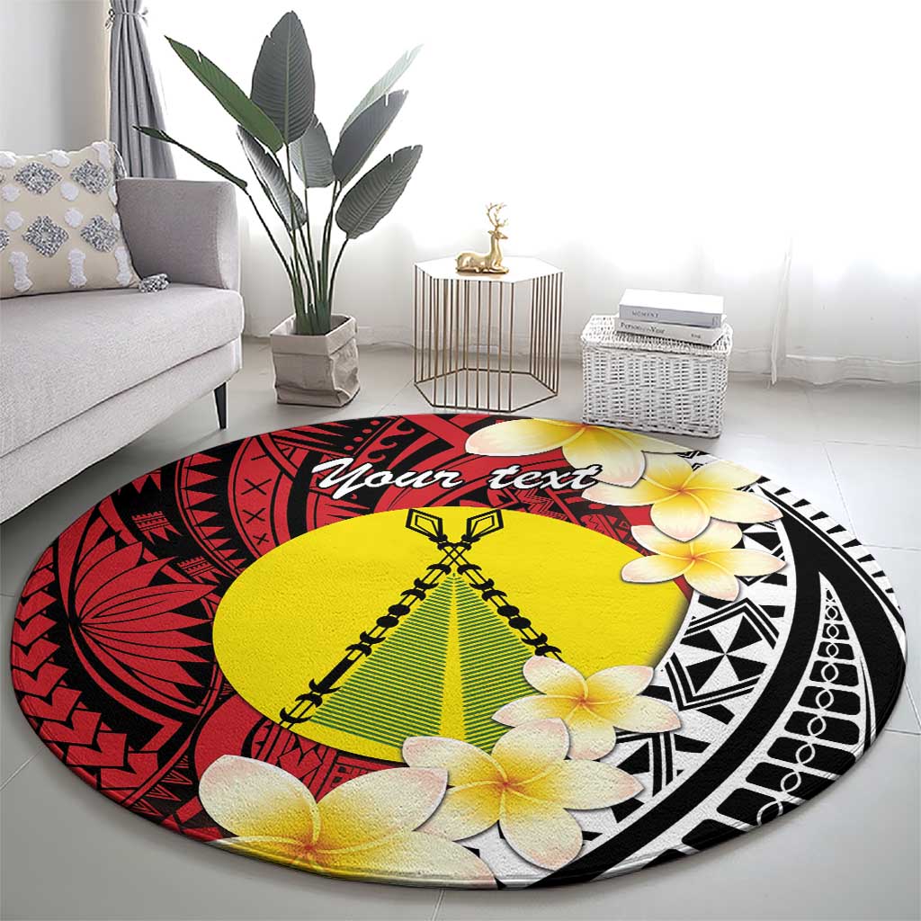 Sigave Chiefdom Wallis and Futuna Personalized Round Carpet Frangipani Flowers Polynesian Pattern