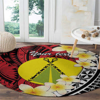 Sigave Chiefdom Wallis and Futuna Personalized Round Carpet Frangipani Flowers Polynesian Pattern