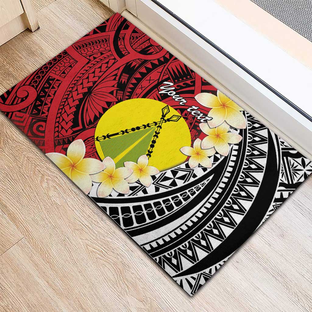 Sigave Chiefdom Wallis and Futuna Personalized Rubber Doormat Frangipani Flowers Polynesian Pattern