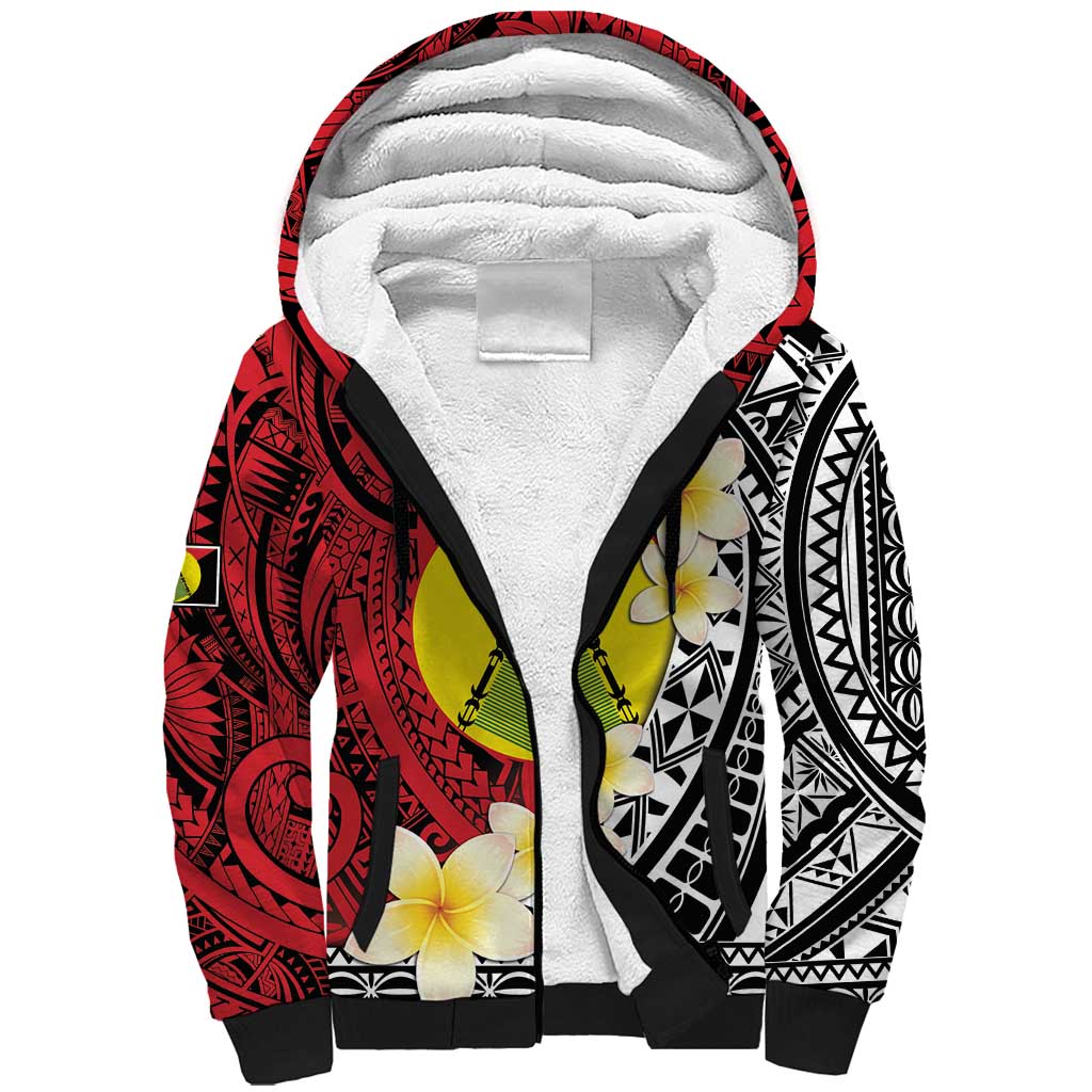 Sigave Chiefdom Wallis and Futuna Personalized Sherpa Hoodie Frangipani Flowers Polynesian Pattern LT9 Unisex Red - Polynesian Pride