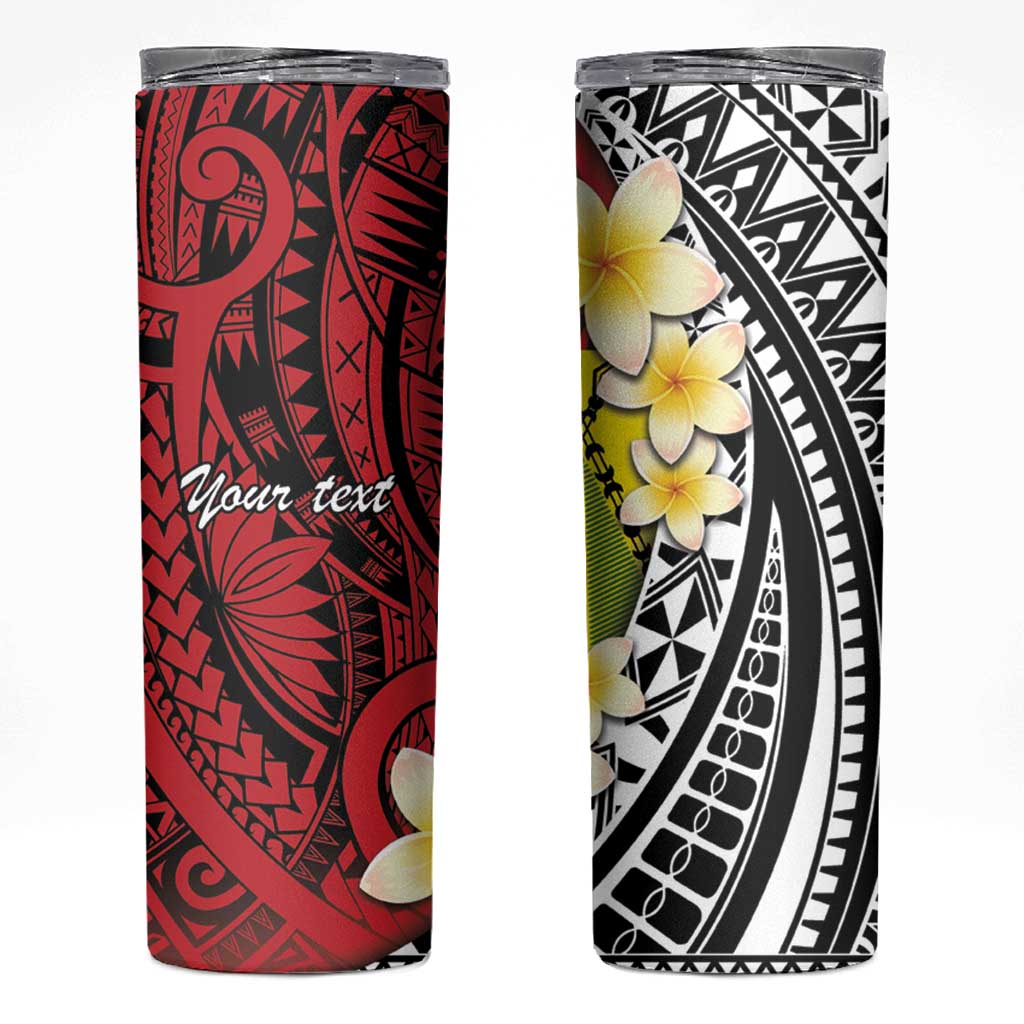 Sigave Chiefdom Wallis and Futuna Personalized Skinny Tumbler Frangipani Flowers Polynesian Pattern