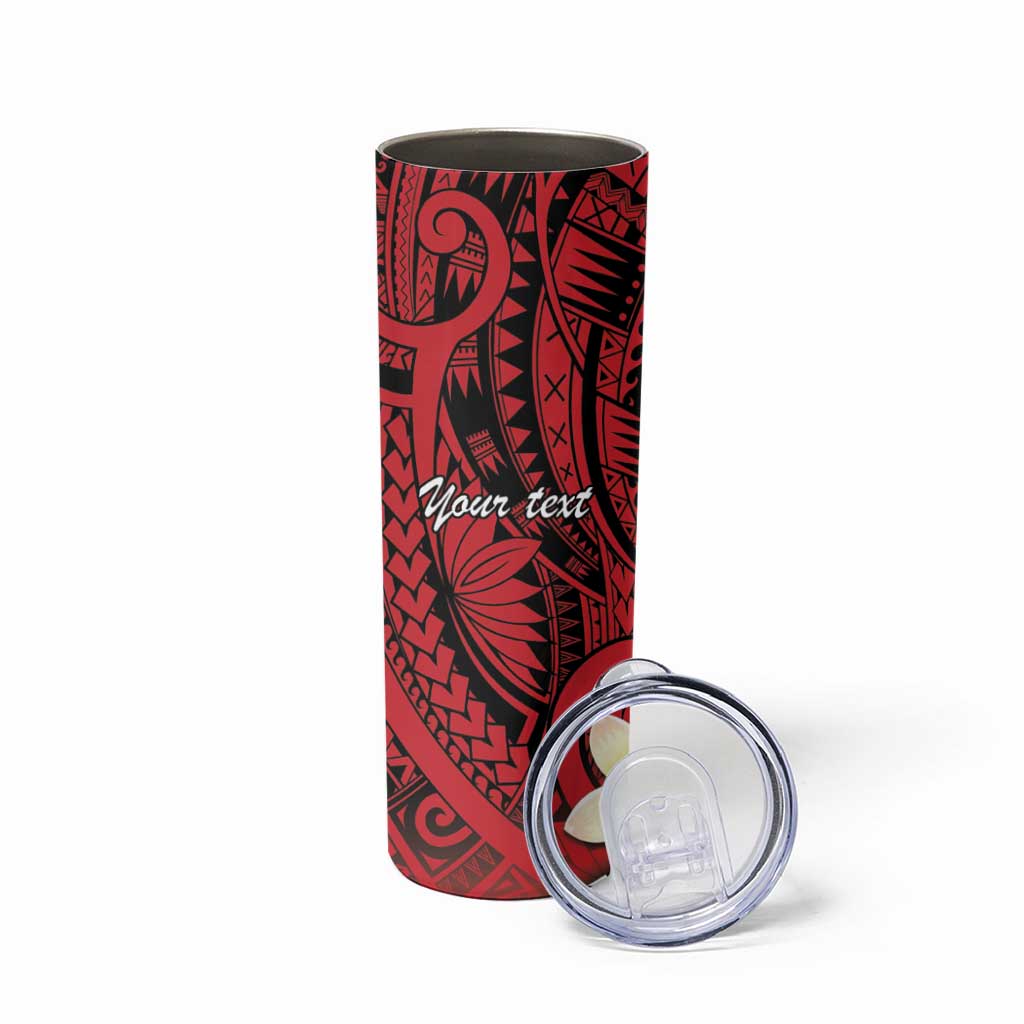 Sigave Chiefdom Wallis and Futuna Personalized Skinny Tumbler Frangipani Flowers Polynesian Pattern