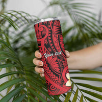 Sigave Chiefdom Wallis and Futuna Personalized Skinny Tumbler Frangipani Flowers Polynesian Pattern