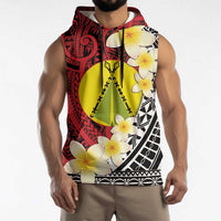 Sigave Chiefdom Wallis and Futuna Personalized Sleeveless Hoodie Frangipani Flowers Polynesian Pattern - Polynesian Pride