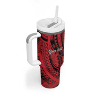 Sigave Chiefdom Wallis and Futuna Personalized Tumbler With Handle Frangipani Flowers Polynesian Pattern
