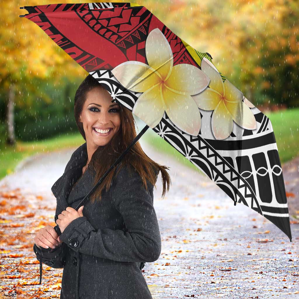 Sigave Chiefdom Wallis and Futuna Personalized Umbrella Frangipani Flowers Polynesian Pattern - Polynesian Pride