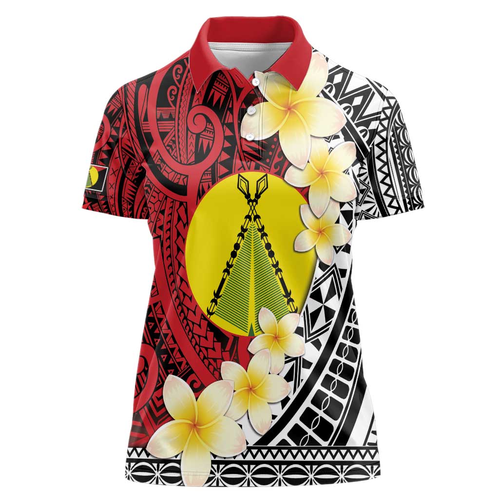 Sigave Chiefdom Wallis and Futuna Personalized Women Polo Shirt Frangipani Flowers Polynesian Pattern