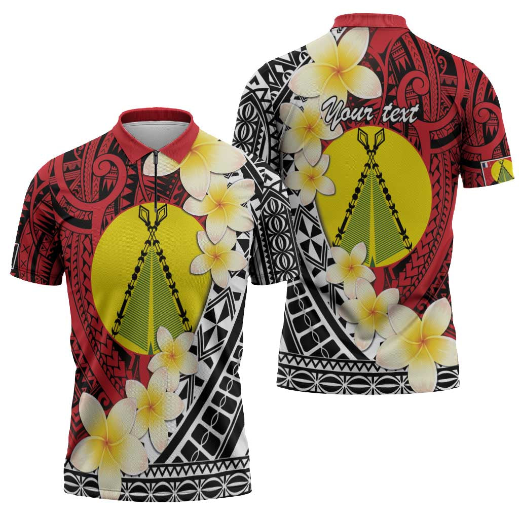 Sigave Chiefdom Wallis and Futuna Personalized Zipper Polo Shirt Frangipani Flowers Polynesian Pattern - Polynesian Pride