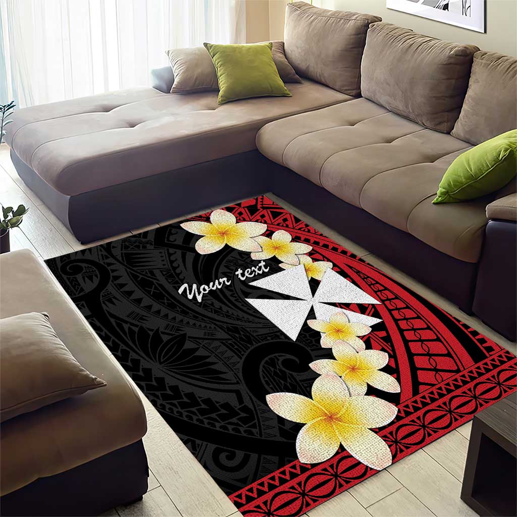 Uvea Chiefdom Wallis and Futuna Personalized Area Rug Frangipani Flowers Polynesian Pattern