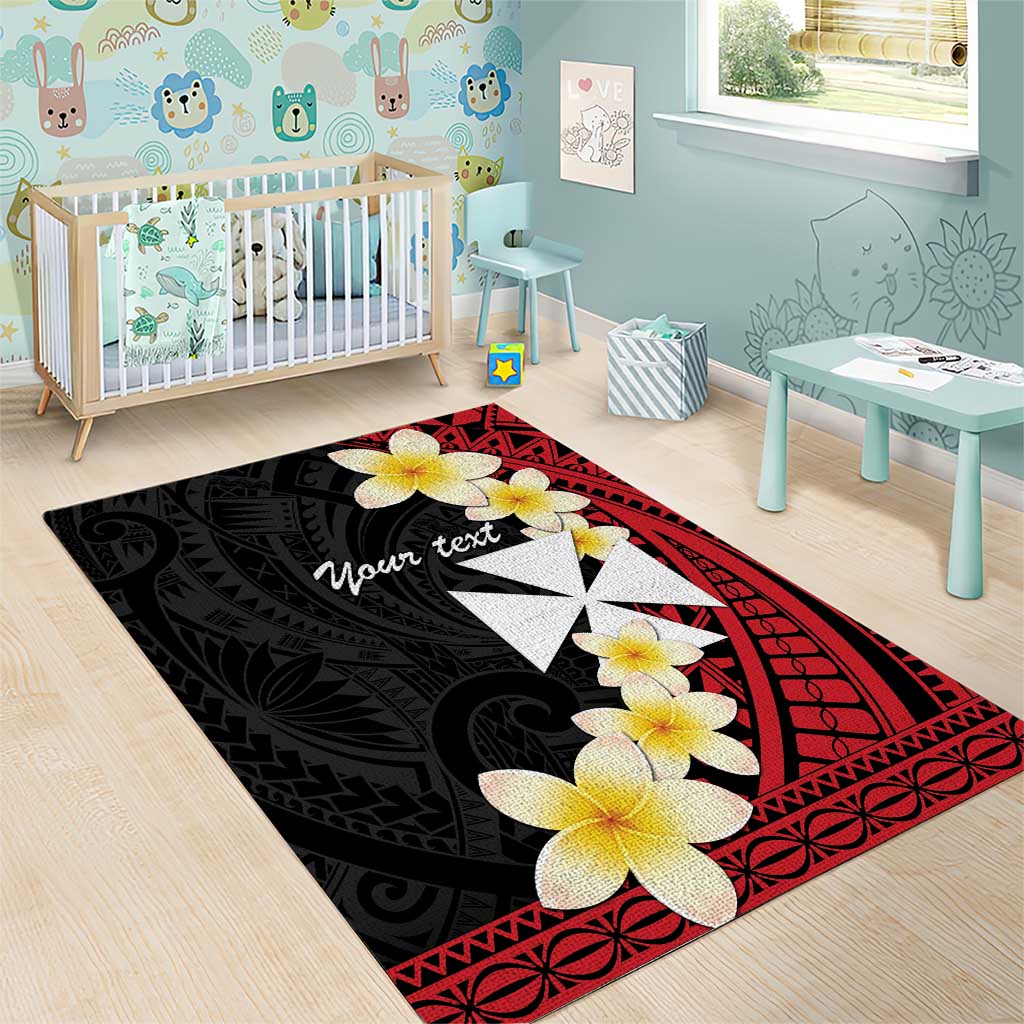 Uvea Chiefdom Wallis and Futuna Personalized Area Rug Frangipani Flowers Polynesian Pattern
