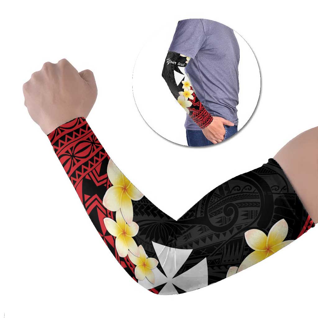 Uvea Chiefdom Wallis and Futuna Personalized Arm Sleeves Frangipani Flowers Polynesian Pattern - Polynesian Pride