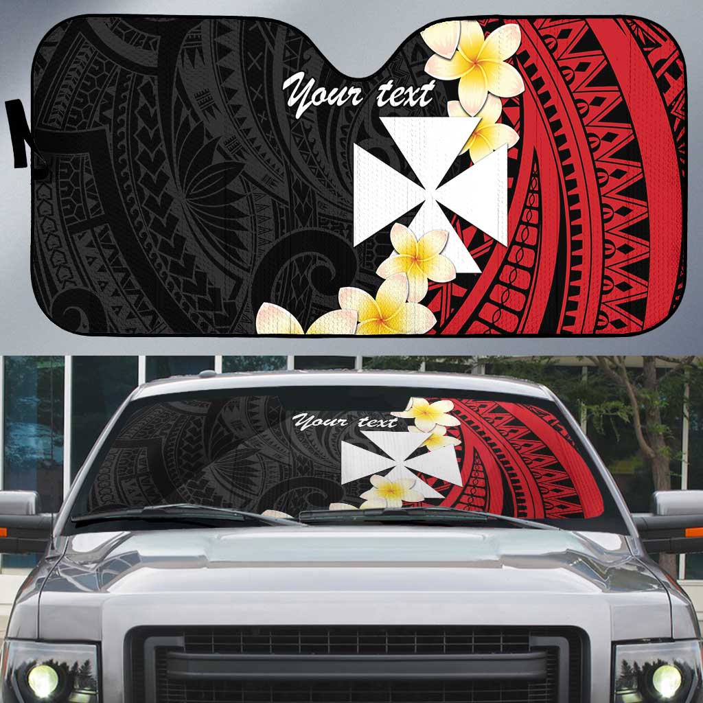 Uvea Chiefdom Wallis and Futuna Personalized Auto Sun Shade Frangipani Flowers Polynesian Pattern - Polynesian Pride