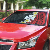 Uvea Chiefdom Wallis and Futuna Personalized Auto Sun Shade Frangipani Flowers Polynesian Pattern - Polynesian Pride