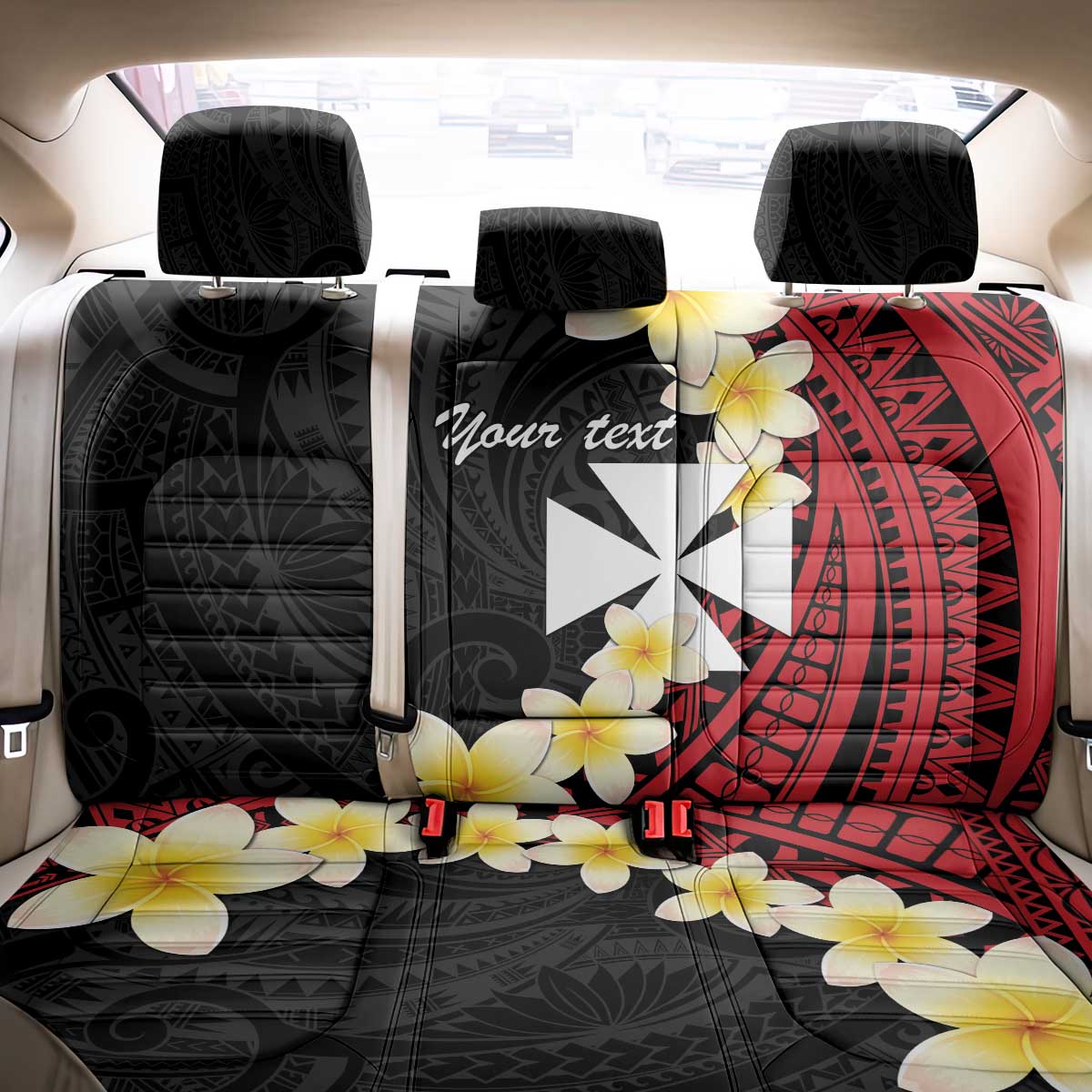 Uvea Chiefdom Wallis and Futuna Personalized Back Car Seat Cover Frangipani Flowers Polynesian Pattern