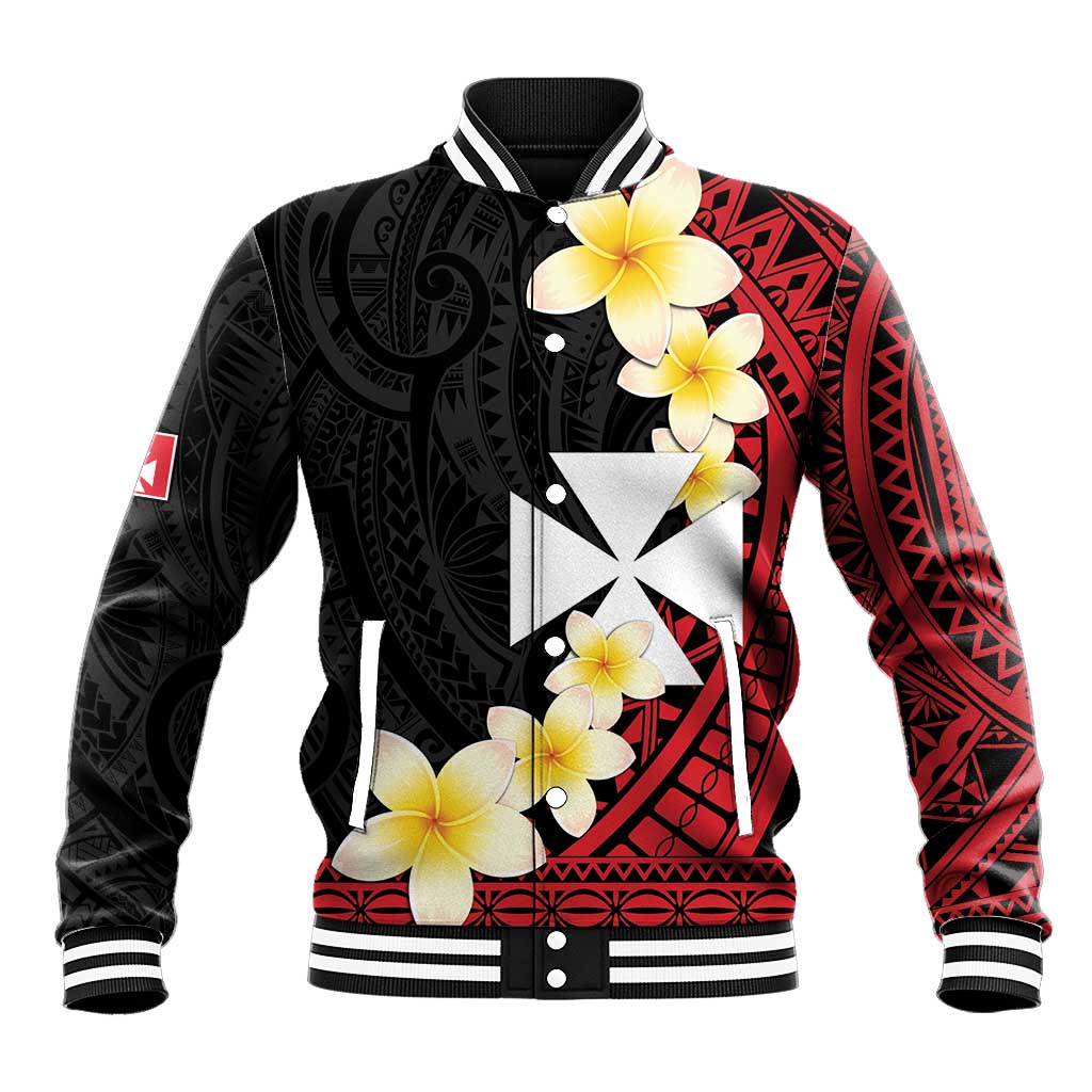 Uvea Chiefdom Wallis and Futuna Personalized Baseball Jacket Frangipani Flowers Polynesian Pattern