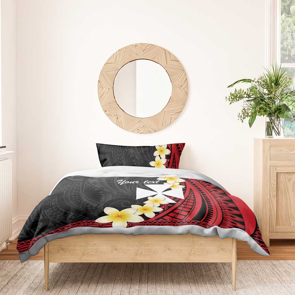 Uvea Chiefdom Wallis and Futuna Personalized Bedding Set Frangipani Flowers Polynesian Pattern