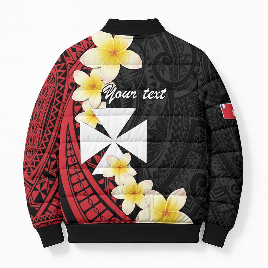 Uvea Chiefdom Wallis and Futuna Personalized Bomber Puffer Jacket Frangipani Flowers Polynesian Pattern - Polynesian Pride
