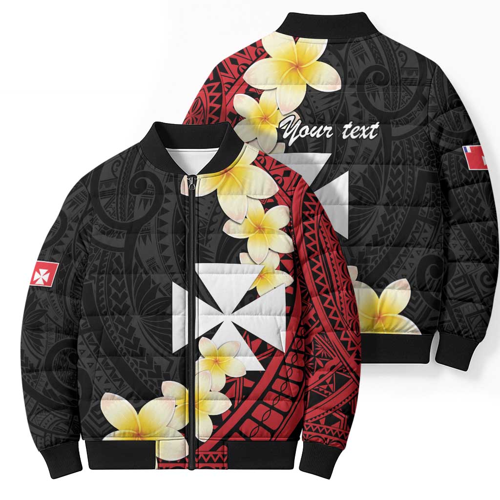 Uvea Chiefdom Wallis and Futuna Personalized Bomber Puffer Jacket Frangipani Flowers Polynesian Pattern - Polynesian Pride
