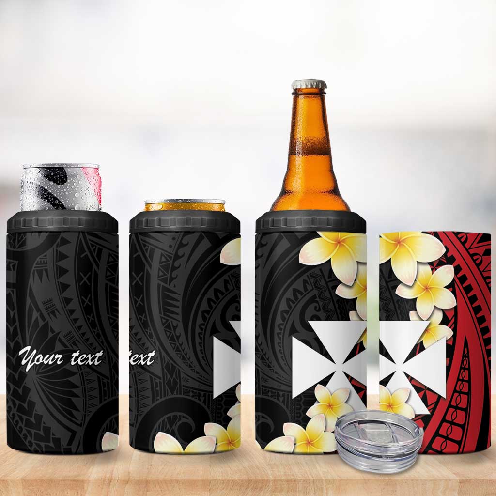 Uvea Chiefdom Wallis and Futuna Personalized 4 in 1 Can Cooler Tumbler Frangipani Flowers Polynesian Pattern