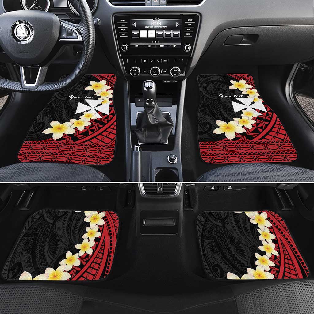 Uvea Chiefdom Wallis and Futuna Personalized Car Mats Frangipani Flowers Polynesian Pattern