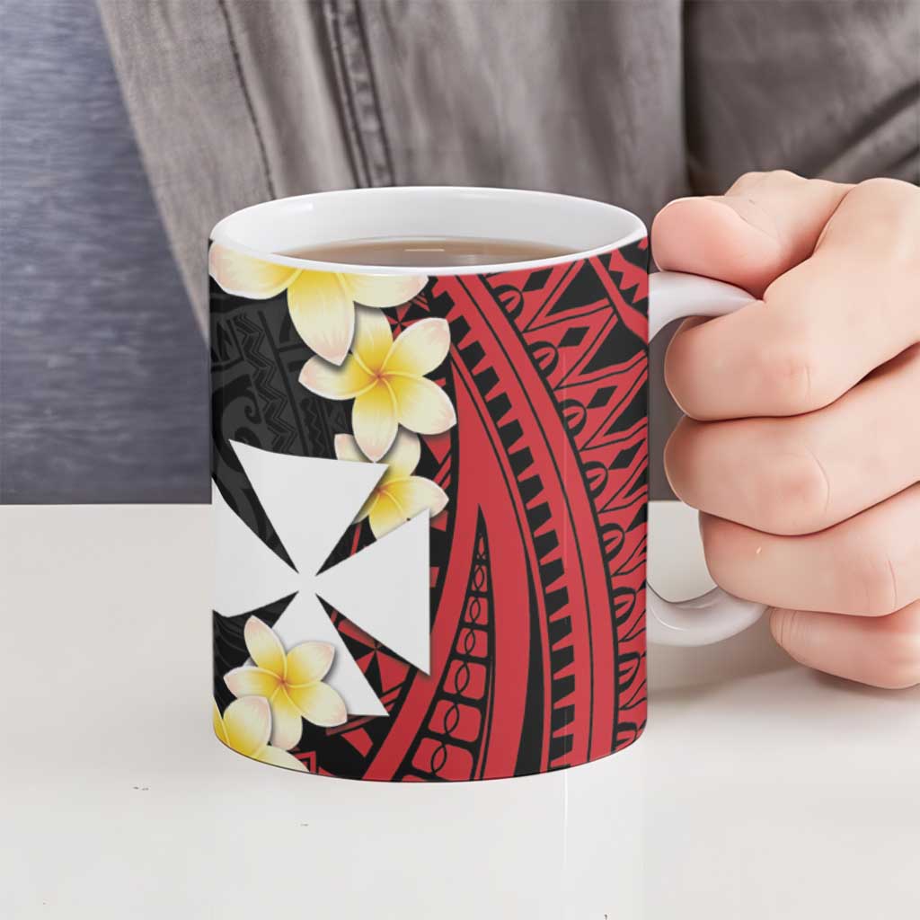 Uvea Chiefdom Wallis and Futuna Personalized Ceramic Mug Frangipani Flowers Polynesian Pattern - Polynesian Pride