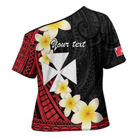 Uvea Chiefdom Wallis and Futuna Personalized Cross Shoulder Shirt Frangipani Flowers Polynesian Pattern - Polynesian Pride
