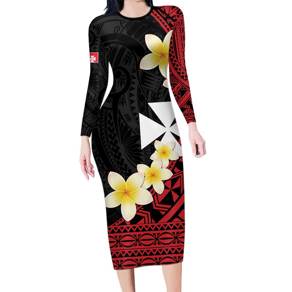 Uvea Chiefdom Wallis and Futuna Personalized Family Matching Long Sleeve Bodycon Dress and Hawaiian Shirt Frangipani Flowers Polynesian Pattern