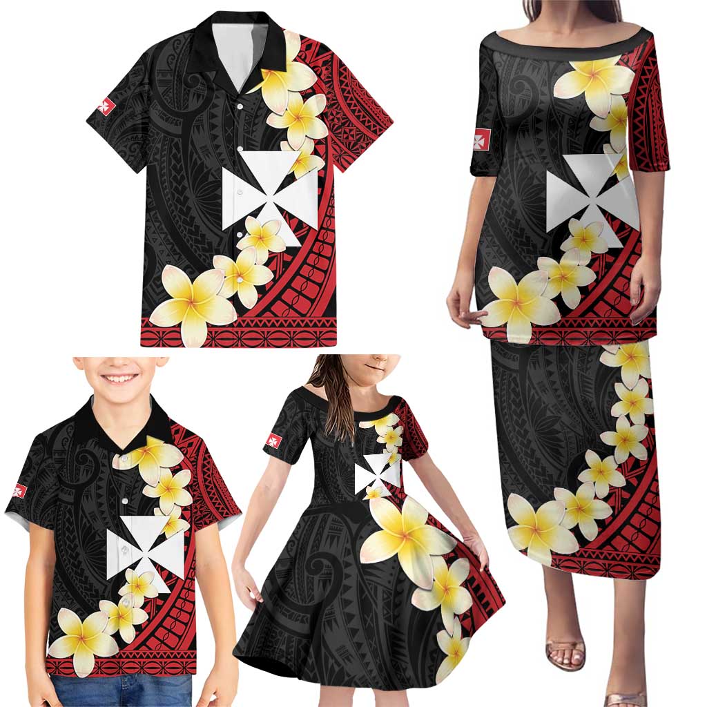 Uvea Chiefdom Wallis and Futuna Personalized Family Matching Puletasi and Hawaiian Shirt Frangipani Flowers Polynesian Pattern