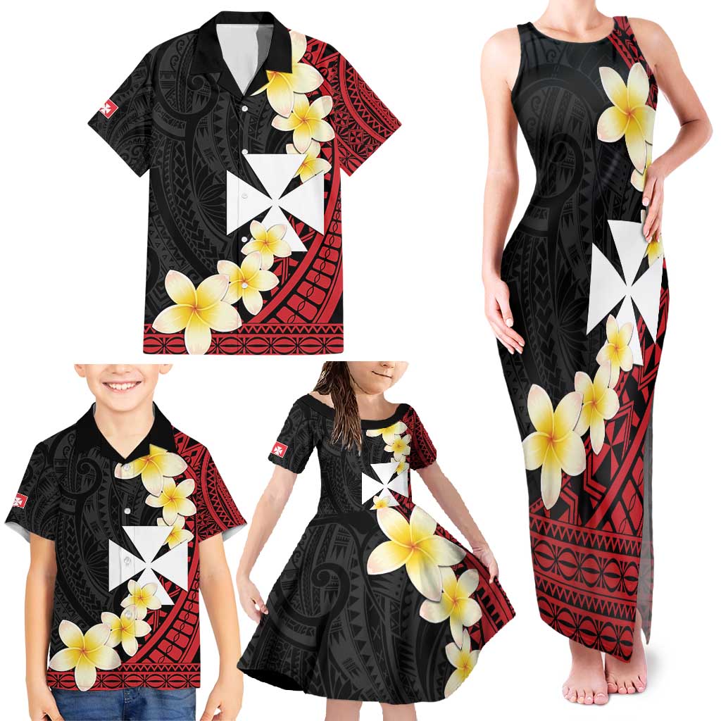 Uvea Chiefdom Wallis and Futuna Personalized Family Matching Tank Maxi Dress and Hawaiian Shirt Frangipani Flowers Polynesian Pattern