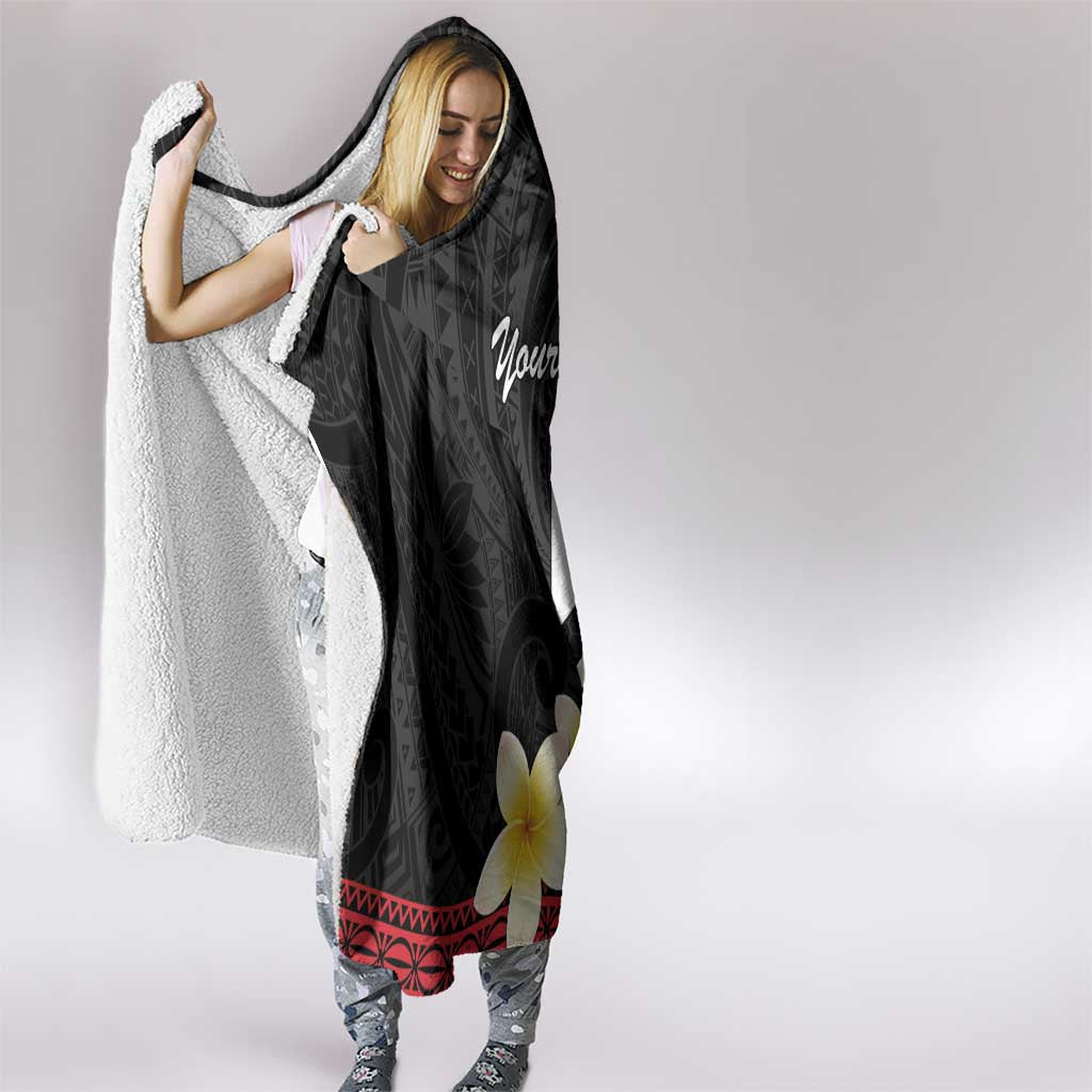 Uvea Chiefdom Wallis and Futuna Personalized Hooded Blanket Frangipani Flowers Polynesian Pattern
