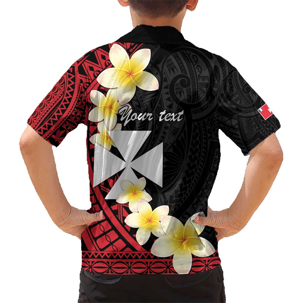 Uvea Chiefdom Wallis and Futuna Personalized Kid Hawaiian Shirt Frangipani Flowers Polynesian Pattern