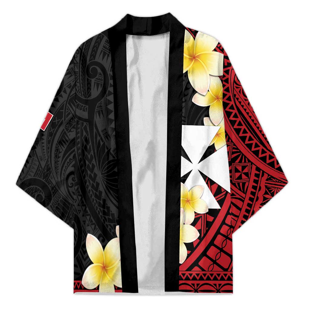 Uvea Chiefdom Wallis and Futuna Personalized Kimono Frangipani Flowers Polynesian Pattern - Polynesian Pride