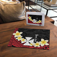 Uvea Chiefdom Wallis and Futuna Personalized Puzzle Frangipani Flowers Polynesian Pattern - Polynesian Pride
