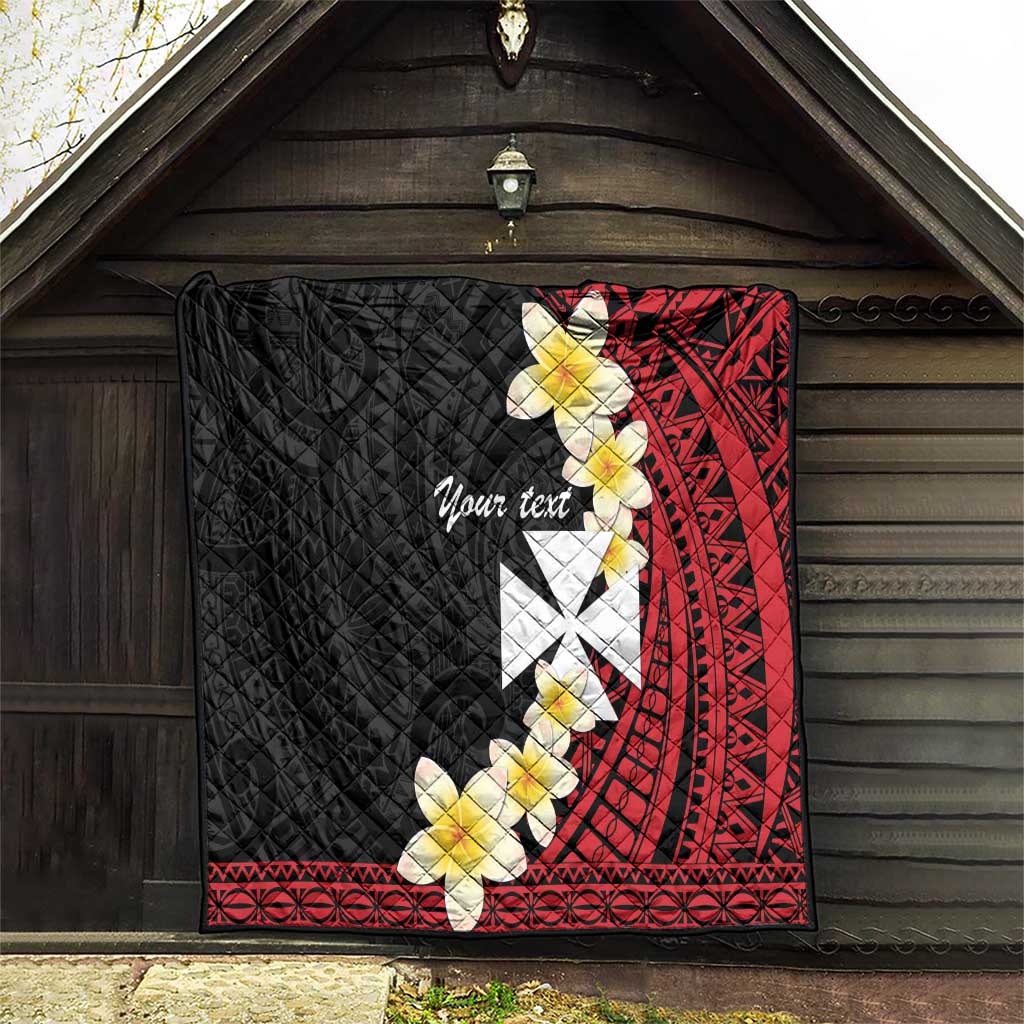 Uvea Chiefdom Wallis and Futuna Personalized Quilt Frangipani Flowers Polynesian Pattern