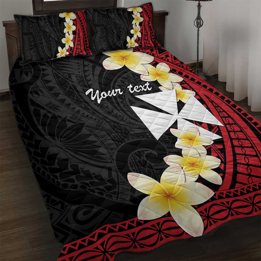 Uvea Chiefdom Wallis and Futuna Personalized Quilt Bed Set Frangipani Flowers Polynesian Pattern