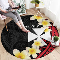 Uvea Chiefdom Wallis and Futuna Personalized Round Carpet Frangipani Flowers Polynesian Pattern