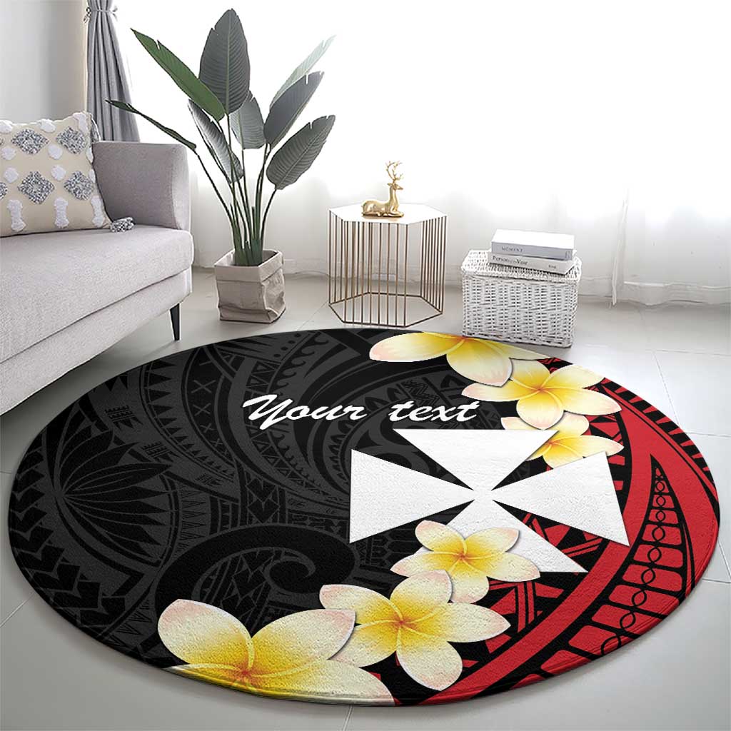 Uvea Chiefdom Wallis and Futuna Personalized Round Carpet Frangipani Flowers Polynesian Pattern