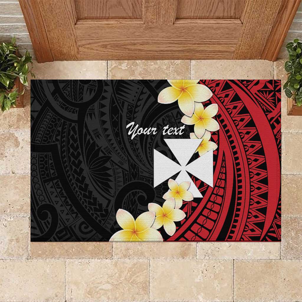 Uvea Chiefdom Wallis and Futuna Personalized Rubber Doormat Frangipani Flowers Polynesian Pattern
