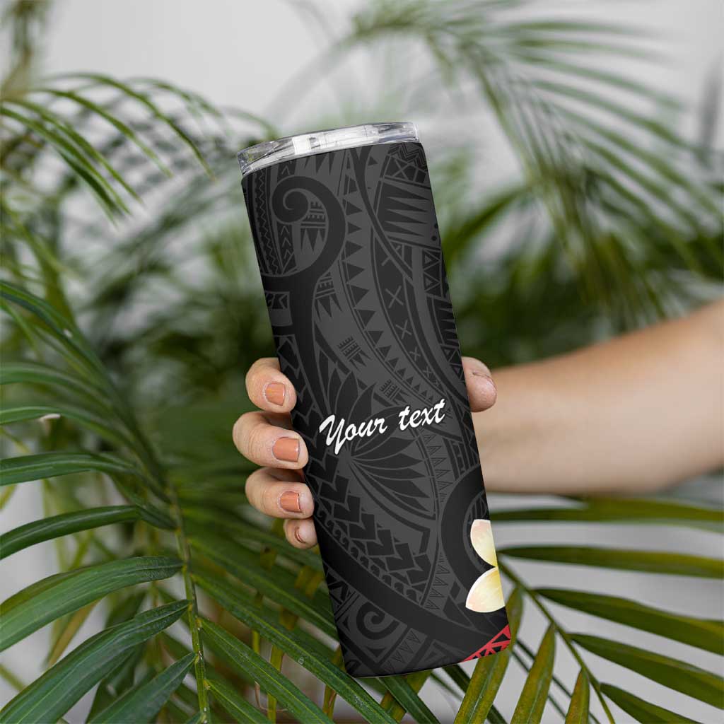 Uvea Chiefdom Wallis and Futuna Personalized Skinny Tumbler Frangipani Flowers Polynesian Pattern